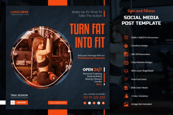 Download Gym Fitness Social Media Post Template - Social media post Collection