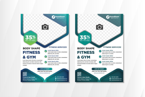 Download Fitness Vertical Flyer Hexagon Green - Fitness Collection