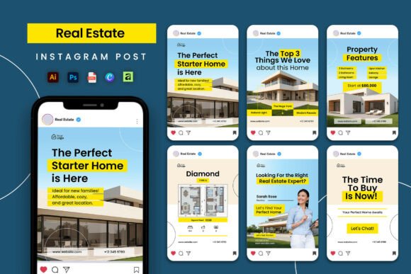 Download Blue Sky Real Estate Social Media Post - Social media post Collection