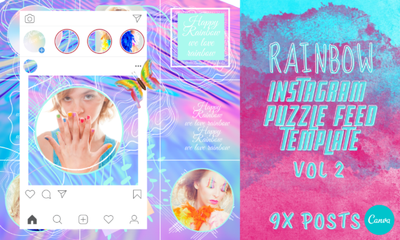 Download Rainbow Instagram Puzzle Template Vol 2 - Instagram puzzle Collection