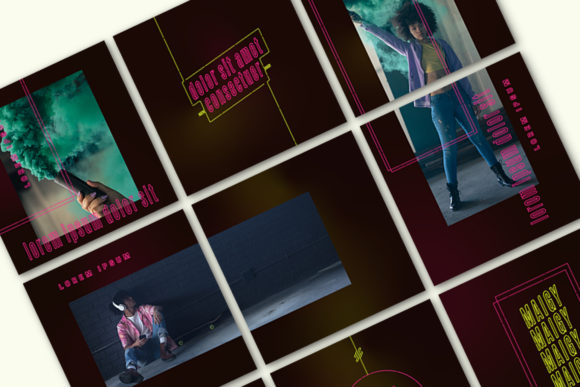 Download Neon Art Social Media Post Set - Social media post Collection