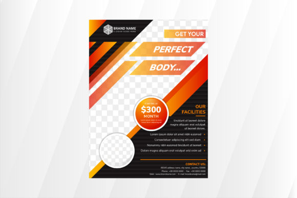 Download Fitness Vertical Flyer Orange Black - Fitness Collection